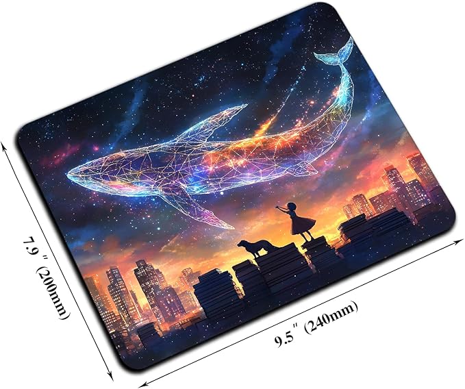 Mouse Pad, Cute Aesthetics Art Whale Mouse Pads - Image 2