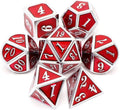 Haxtec Metal Dice Set D&D Red Silver DND Dice Set by HaxtecDice