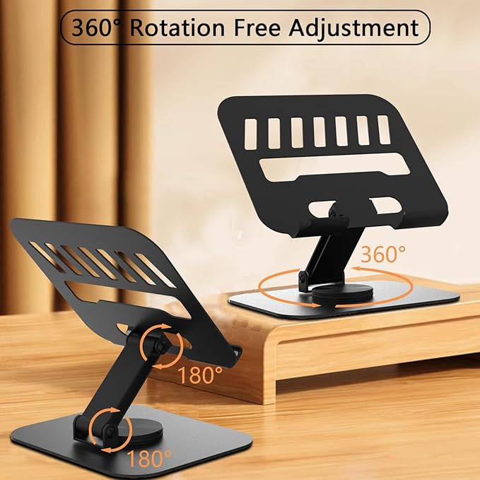 Larger Metal Tablet Stand, Adjustable 360° Rotation Tablet Holder Compatible - Image 2