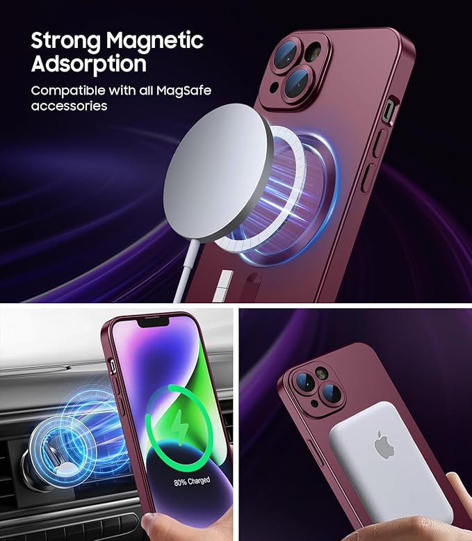 Magnetic for iPhone 14 Case Slim Soft Silicone Bumper Shockproof Metallic - Image 3