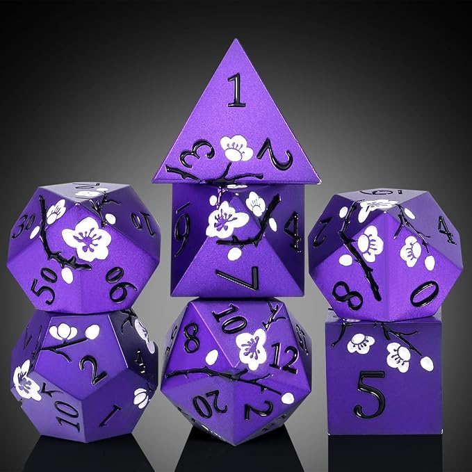 Matt Purple D&D Metal Dice, DNDND 7 PCS Heavy Metallic DND Dice Set - Image 6