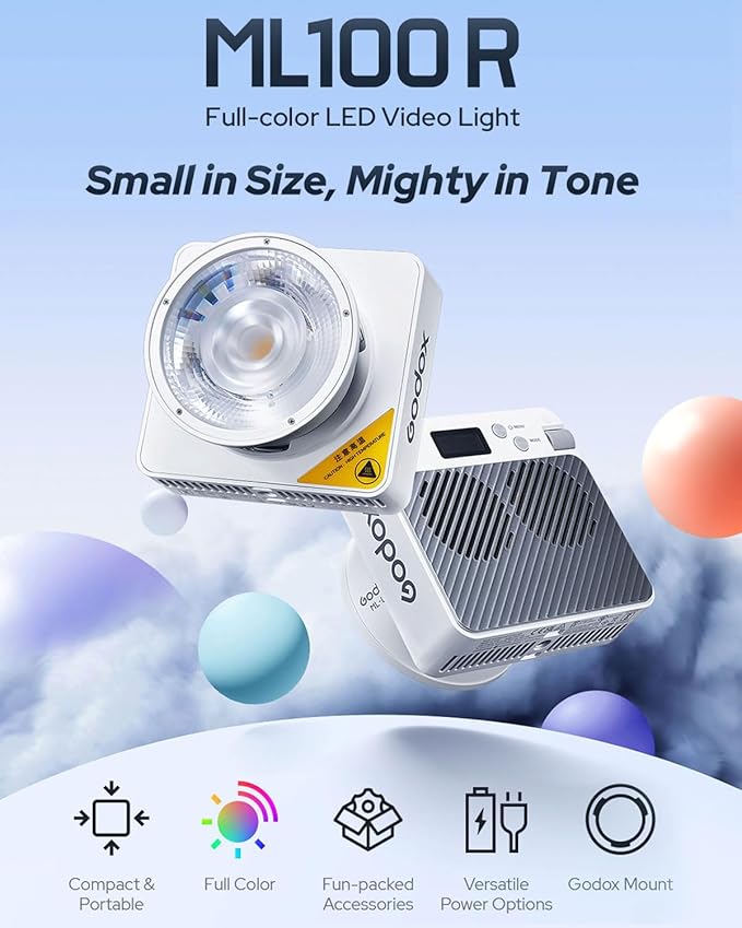 Godox ML100R 110W RGB Portable LED Video Light, 1800K-10000K, Full HSI & CCT - Image 2