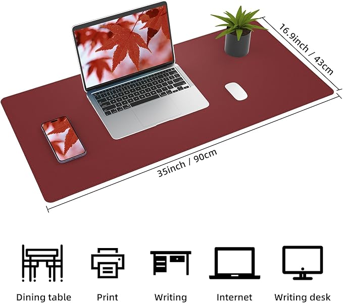 Desk Mat 35" x 17" Leather Desk Pad Protector - Image 5