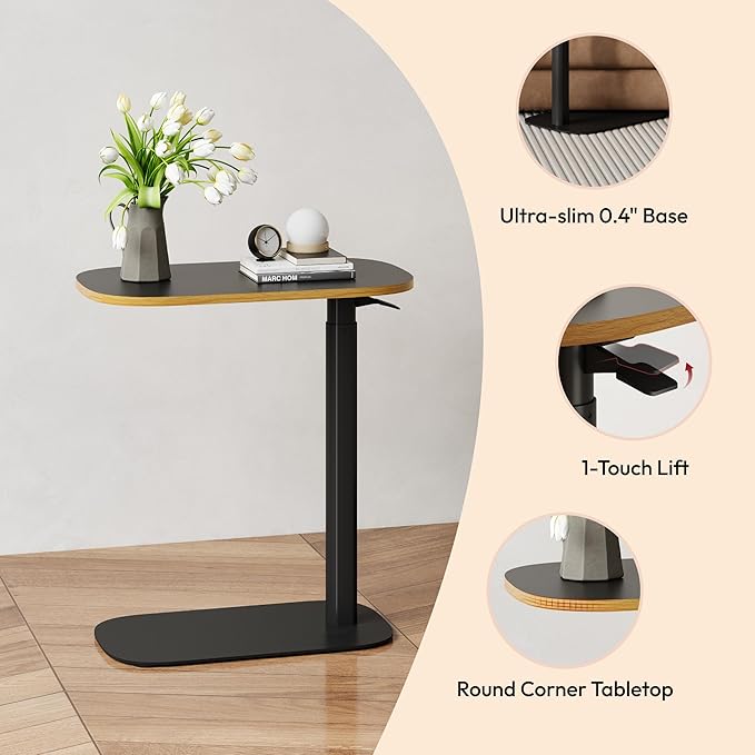 SANODESK Adjustable Overbed Bedside Table Pneumatic Adjustable Height Laptop - Image 7