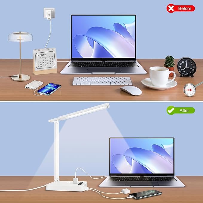 Desk Lamp with 4-Port Charging Station, 5 Color Modes & Adjustable Brightness - Image 4