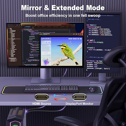 Active HDMI to DisplayPort Cable 6FT, 4K 60Hz 1080p 120Hz, Unidirectional HDMI - Image 5