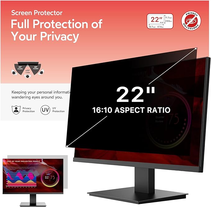BERSEM 22 Inch Monitor Computer Privacy Screen Filter by BERSEM