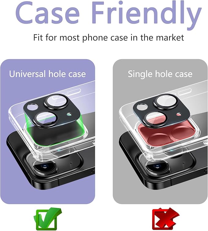 2 Pack Camera Lens Protector for iPhone 15 / iPhone 15 Plus, AR Tempered Glass - Image 3