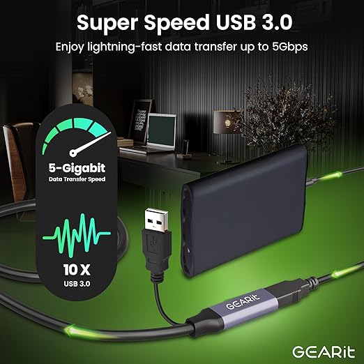 GEARit USB 3.0 Active Extension Cable A-Male to A-Female USB Repeater - Image 3