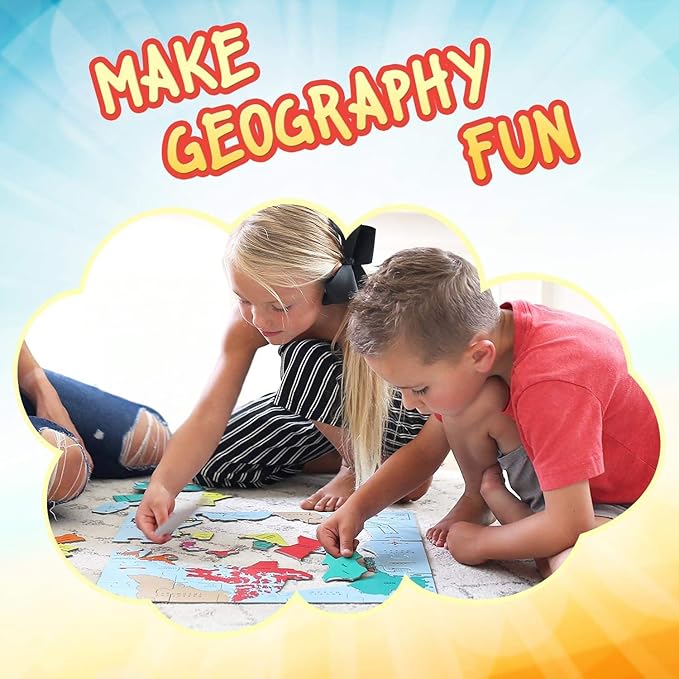 GeoToys GeoPuzzle, Country-Shaped Jigsaw Puzzles Set of 6, Geography Puzzle - Image 2