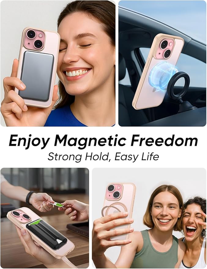 MAGIC JOHN for iPhone 15 Case 360° Rotatable Magnetic Invisible Stand, Fit for - Image 5
