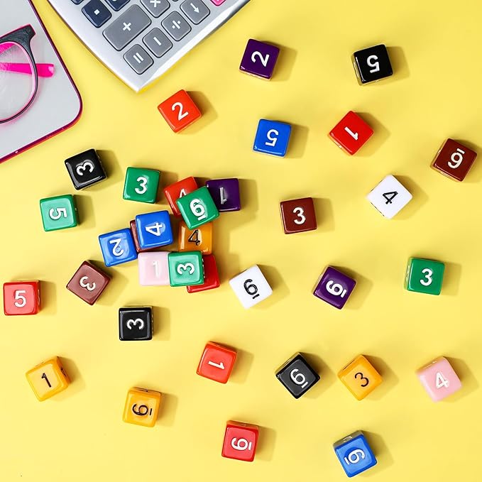 Poen 100 Pcs 16mm Dice Set Bulk, 6 Sided Standard Colored Dices - Image 2