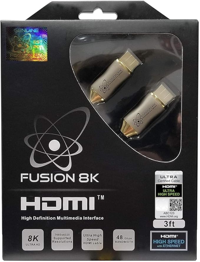 HDMI 2.1 Certified Cable Supports 10K 8K @60Hz and 4K @120Hz Compatible by Fusion8k