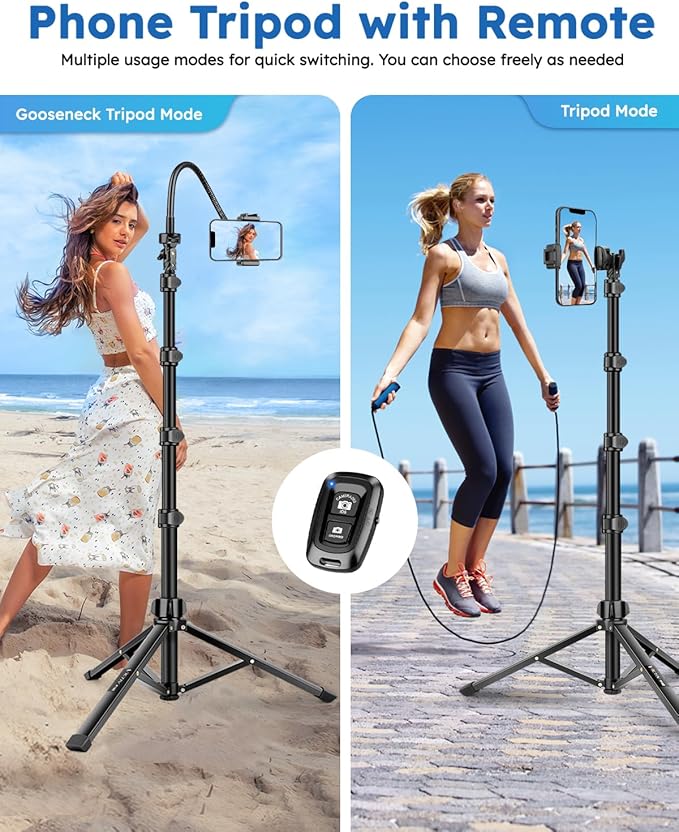 86" Tripod for iPhone, Stable & Tall Phone Tripod - Image 6