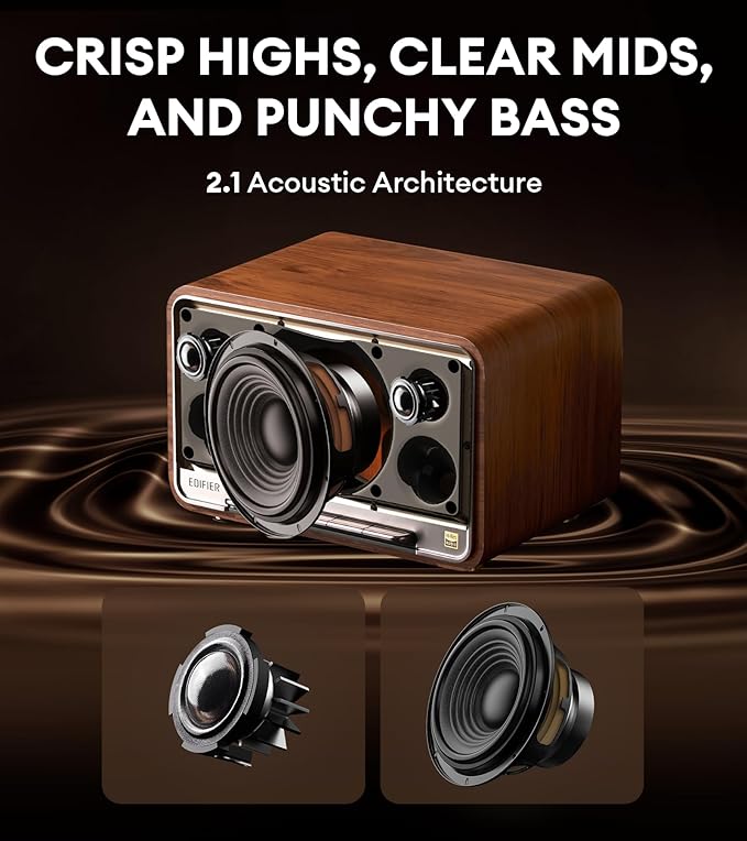 Edifier D32 Tabletop Wireless Speaker, Hi-Res Audio, 2.1 Acoustic Architecture - Image 3