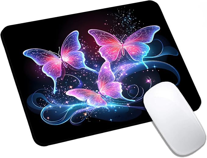 Mouse Pad, Cute Glitter Butterfly Mouse Pads by HUOCAIREN
