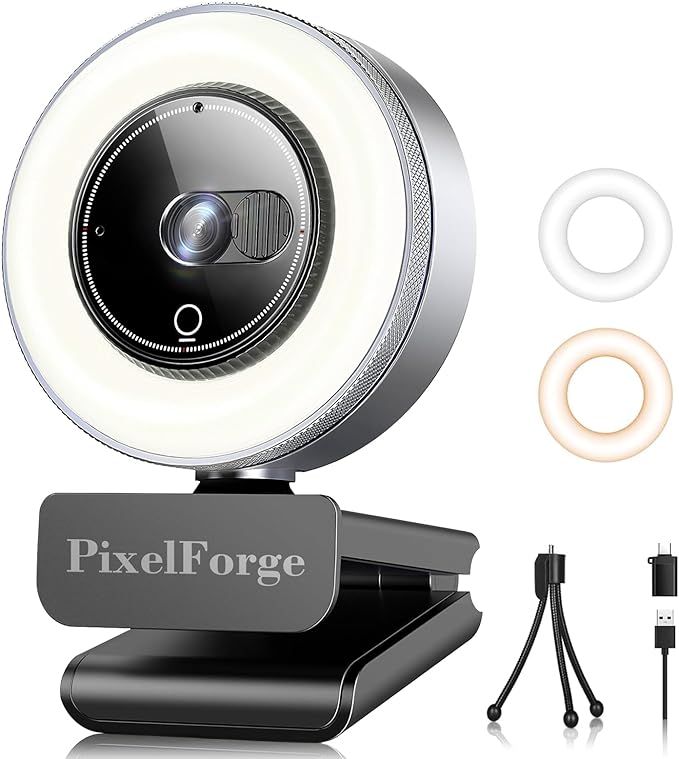 2K Webcam for PC with Microphone & Light & Privacy Cover, Web Camera for by Unknown