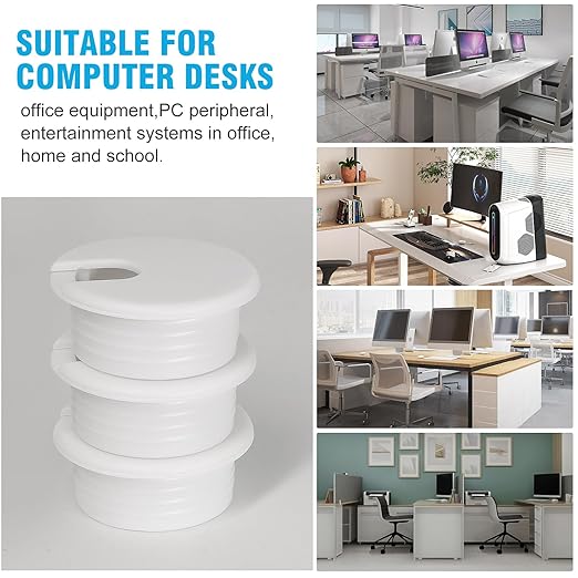 1-1/2" White Desk Grommet, JTemgle Plastic Cable Hole Cover Computer Table Cord - Image 7