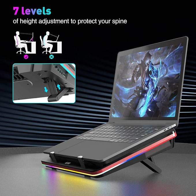 GT500 Powerful Turbo-Fan RGB Laptop Cooling Pad - Image 5