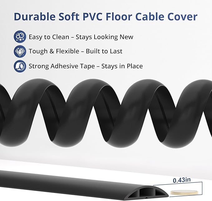 ZhiYo 5.6ft Cord Covers for Wires on Floor, Cord Hider Floor Hide Extension - Image 2