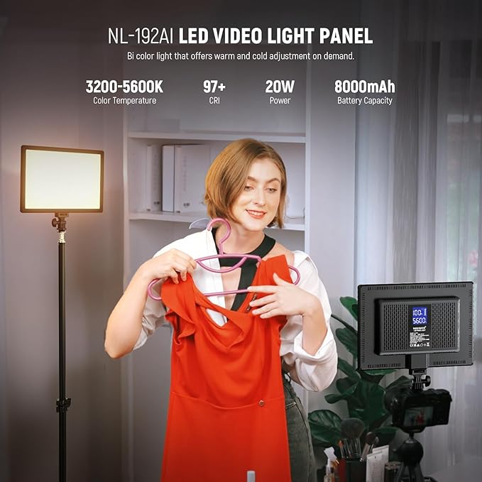 NEEWER 192 LED Video Light Panel, 20W Ultra Thin 8000mAh Bi Color Dimmable DSLR - Image 2