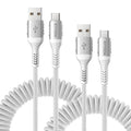 Coiled USB to USB C Cable for Car 3FT/6FT, USBC Cables Fast Charging Braided by KIYODA