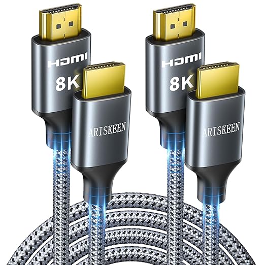 ARISKEEN 8K HDMI Cable 15FT 2-Pack, 48Gbps High Speed HDMI 2.1 Cable, 8K 60Hz by ARISKEEN