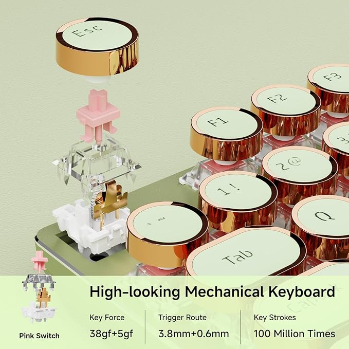 EWEADN Typewriter Style Mechanical Gaming Keyboard, Wired Mechanical Keyboards - Image 4
