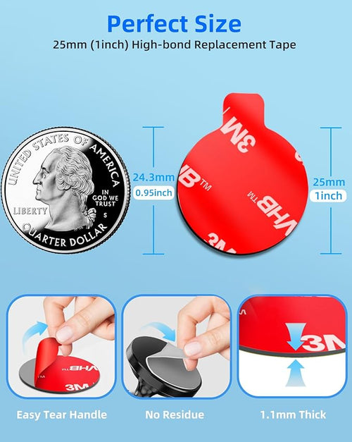 10 Pcs 3M Sticky Adhesive Pads for Car Magnetic Phone Holder, 1 inch Round VHB - Image 2