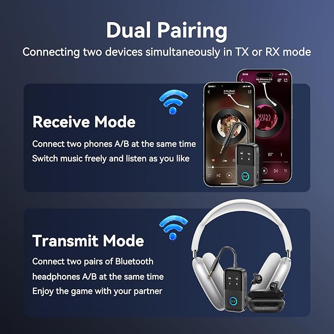 Bluetooth 5.2 Transmitter Receiver aptX Adaptive/Low Latency/HD Bluetooth - Image 3