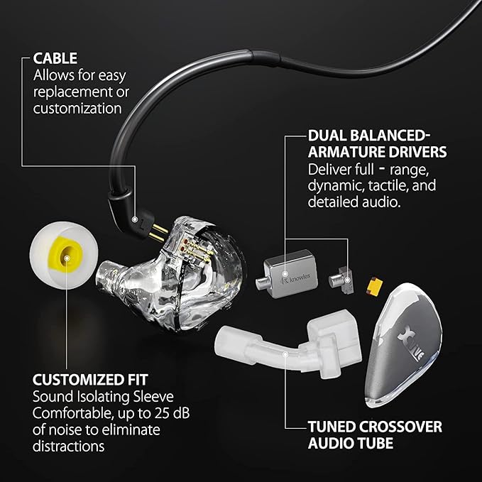 Xvive T9 in-Ear Monitor Dual Knowles BA Drivers IEM - Image 2