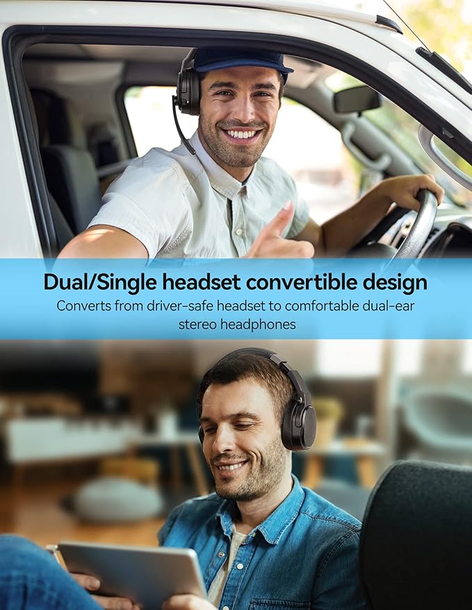 TECKNET Bluetooth Trucker Headset, Single and Dual Ear Wireless Headset - Image 2