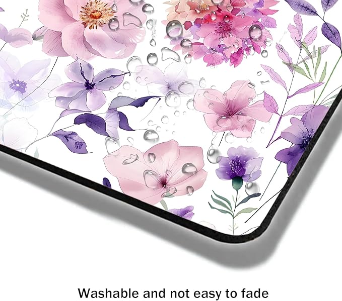 Mouse Pad, Cute Purple Watercolor Flowers Mouse Pads - Image 4