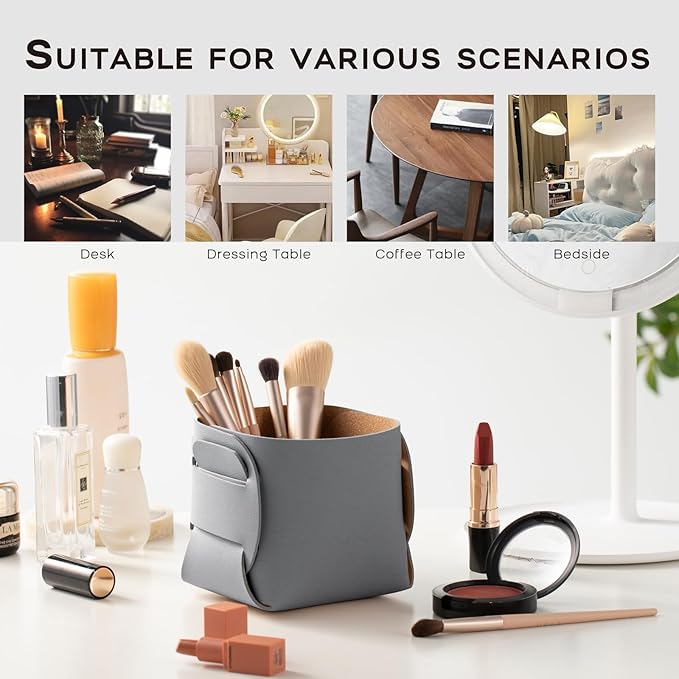 HOMIEAZICOZI 2-Pack Cork Leather Desk Accessories Storage - Image 5