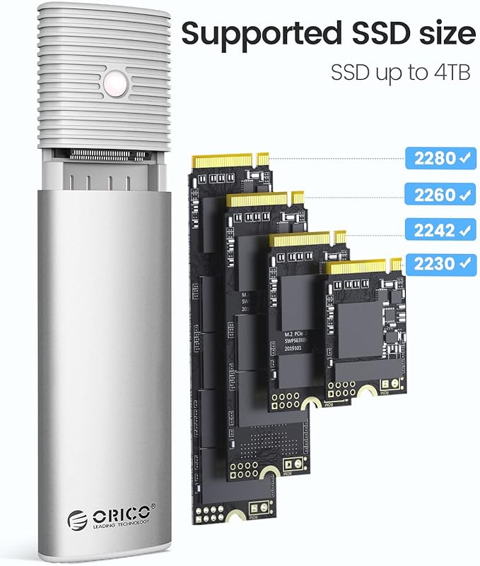 ORICO M.2 NVMe SATA SSD Enclosure Adapter Tool-Free, USB C 3.2 Gen 2 10Gbps NVMe - Image 5