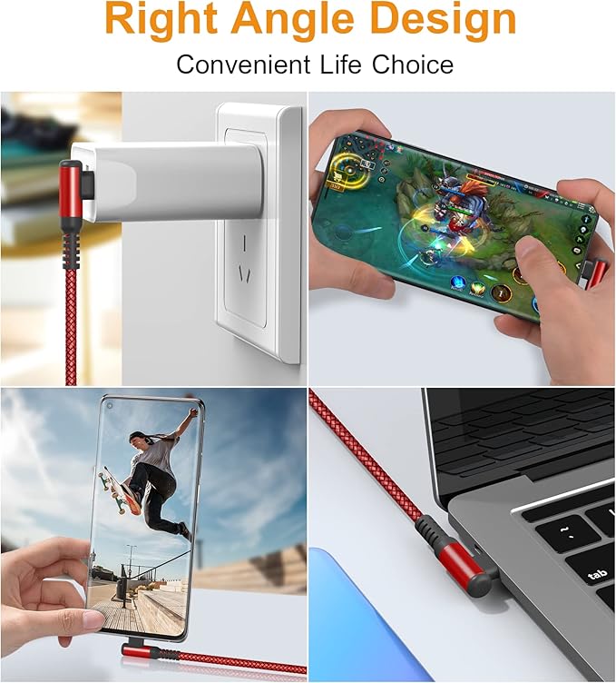 sweguard USB Type C Charger Cable Right Angle iPhone 16 Charger Nylon Braided - Image 5