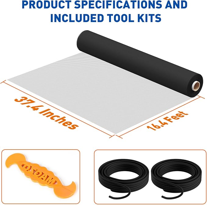 MAGZO Window Screen Replacement Mesh Roll, 37.4in × 16.4ft Upgraded 0.17mm WD - Image 3