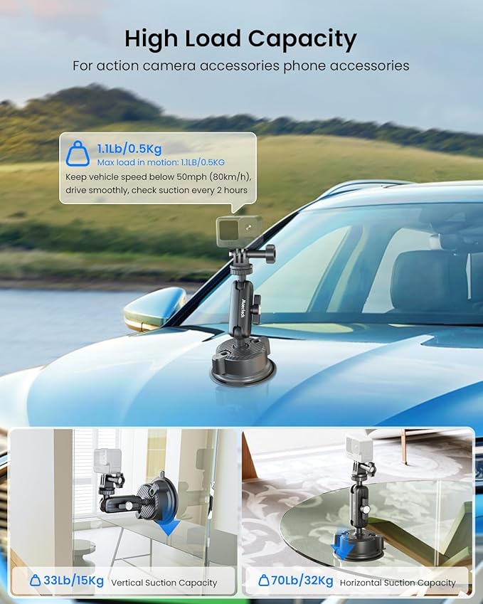 Suction Cup Mount for Car Camera Mounts for Go Pro Car Mount Windshield Mount - Image 5