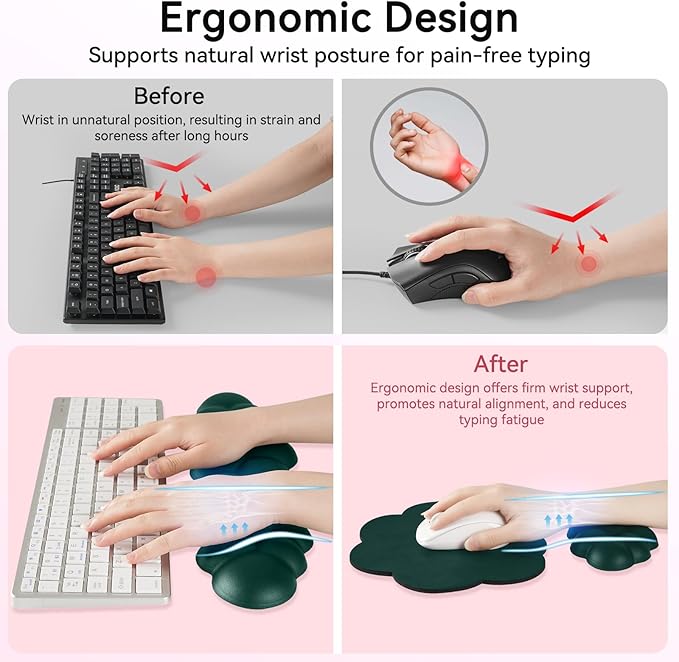Cloud Wrist Rest for Computer Keyboard, 4-in-1 Memory Foam Leather Cloud - Image 4