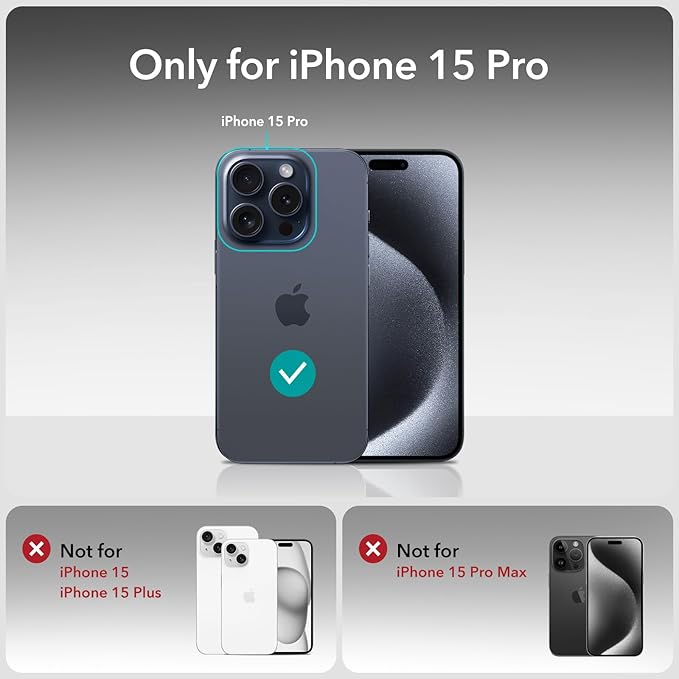 ESR 3+1 Pack for iPhone 15 Pro Screen Protector, 3 Black Edge Tempered-Glass - Image 9