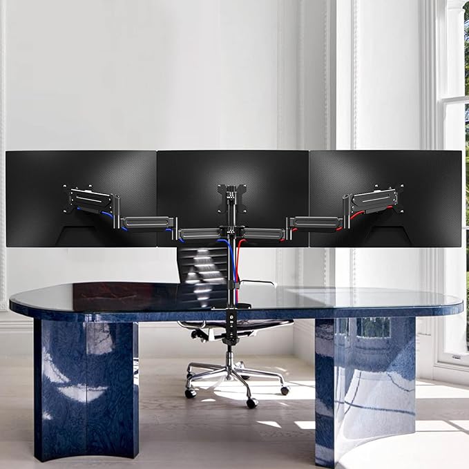 Pholiten Triple Monitor Desk Mount, Triple Gas Spring Monitor Arm - Image 6