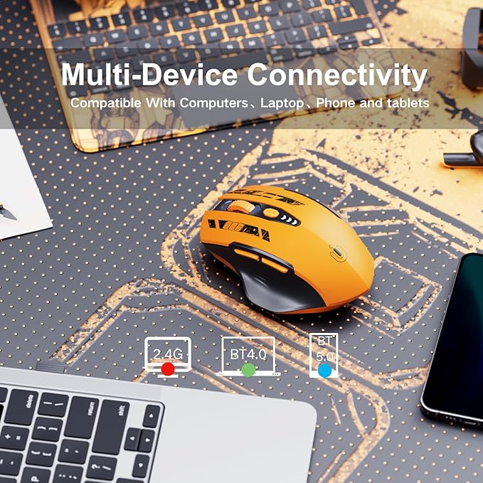 Bluetooth Mouse, Visible Battery Level, Rechargeable Ergonomic Wireless Mouse - Image 2