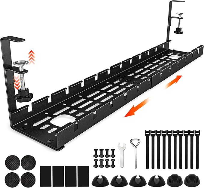 Shikha Cable Management Under Desk, 15.7"-31" Retractable Cable Management Tray by Shikha