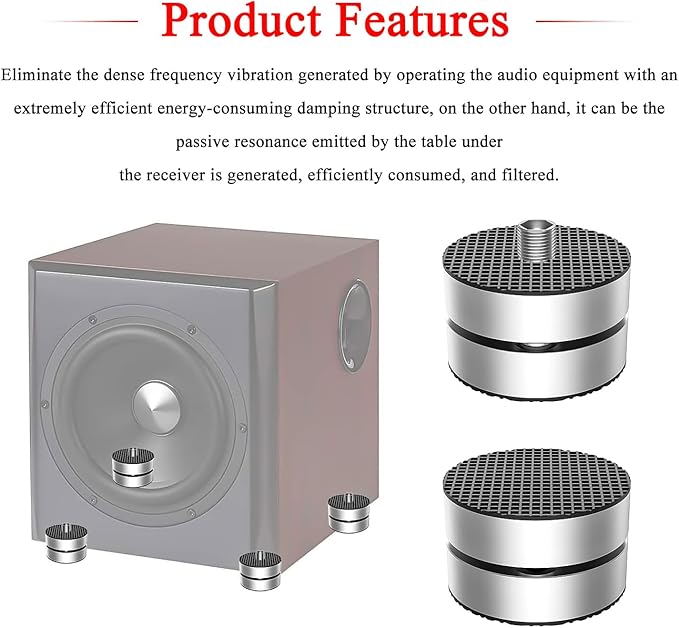 Audiocrast 4X HiFi Speaker Spike Pad Isolation Feet Stand Feet 40X23MM Shock - Image 2
