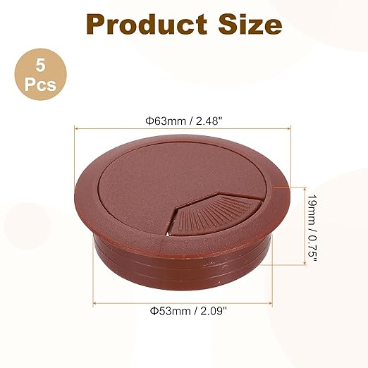 uxcell 5 Pcs 53mm Desk Grommet, Plastic Cable Hole Cover, Wire Cord Cable - Image 2