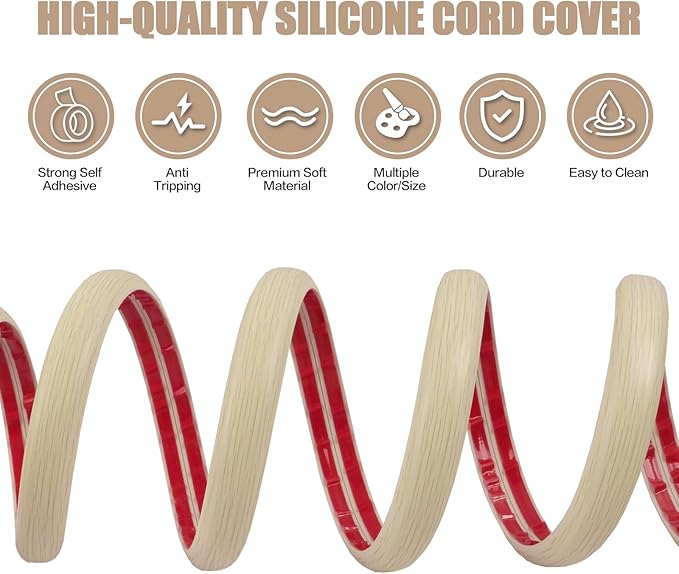 Floor Cord Cover Self Adhesive Cord Hider, 3.3FT Cable Management, Extension - Image 3