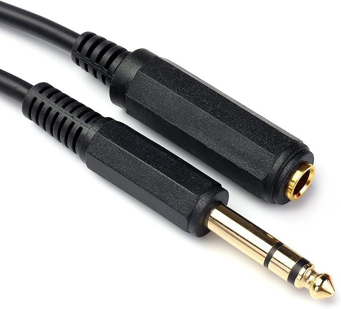Disino 1/4 Inch Male to Female Stereo Extension Cable Gold Plated Quarter inch by Disino