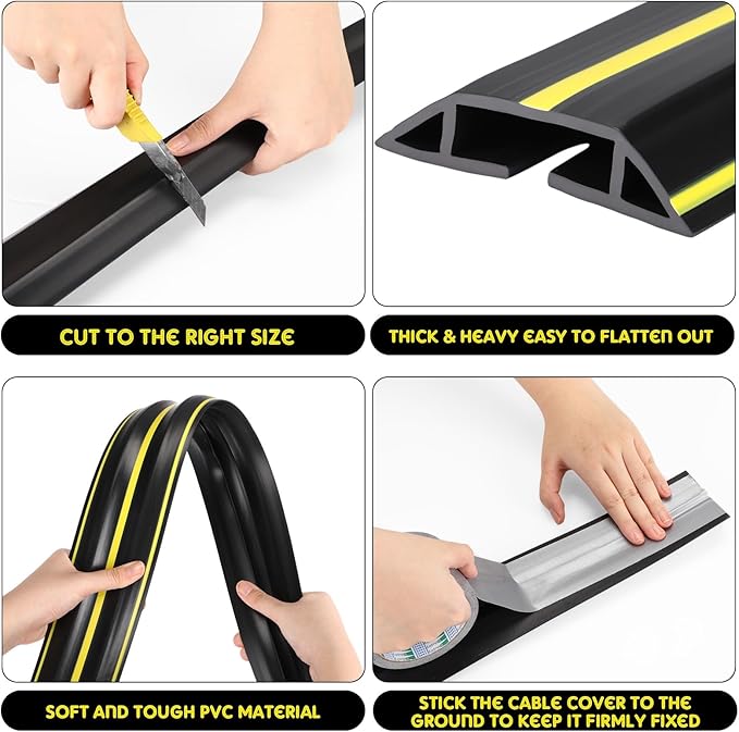 Pangda 20 FT Floor Cable Cover Heavy Duty Cord Cover Protector Power Cable - Image 4