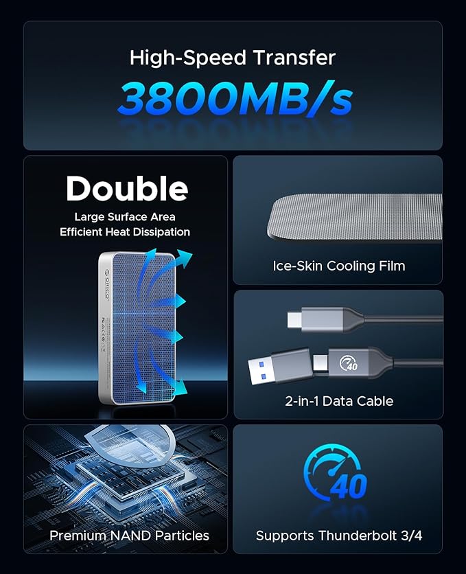 ORICO 2TB USB4.0 External SSD 3800MB/s - Image 2