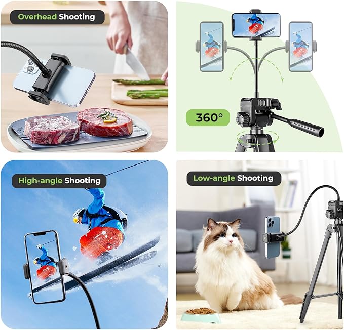 Aureday Phone Tripod, Wireless Remote and Phone Holder, Extendable Cell - Image 3